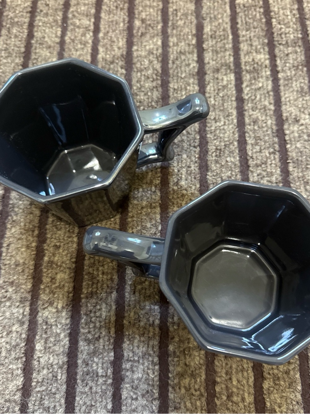 STARBUCKS Set of 2 Tazo Rococo Coffee Tea Mug 2013 Glossy Gray Finish